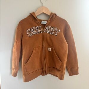 Carhartt Brown Full Zip Hoodie 4T Workwear Teddy Lined Jacket Playwear